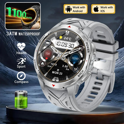 Xiaomi 1100mAh Military Outdoor Smart Watch Men 1.7-inch Display Compass Sports Watch IP68 Waterproof Bluetooth Call Smartwatch