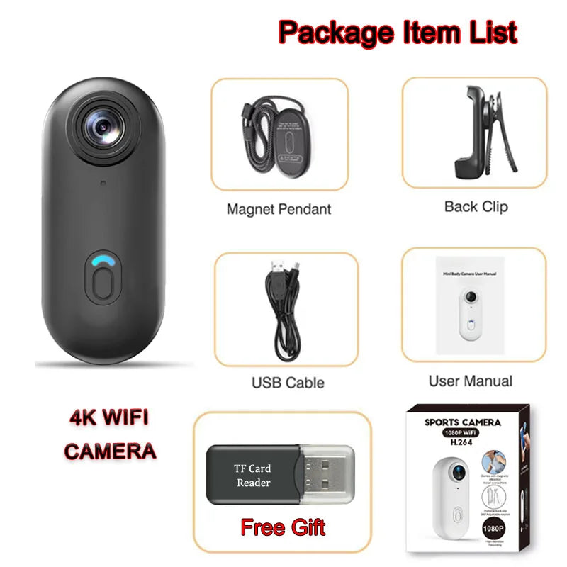 4K UHD Mini Camera WiFi Sports Action Photography Videography Portable