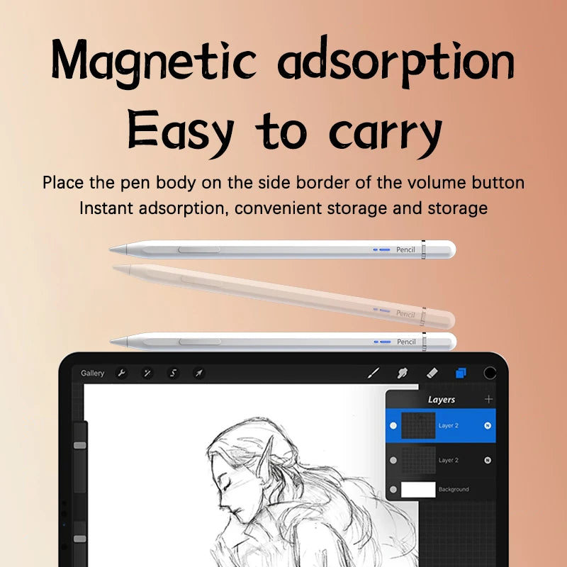 Magnetic Adsorption Pencil Stylus Pen for Apple Pencil iPad 11 2025 Pens Battery Display Palm Rejection for Apple Pencil 2 1