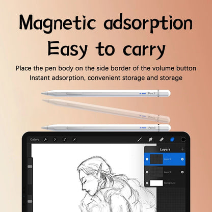 Magnetic Adsorption Pencil Stylus Pen for Apple Pencil iPad 11 2025 Pens Battery Display Palm Rejection for Apple Pencil 2 1