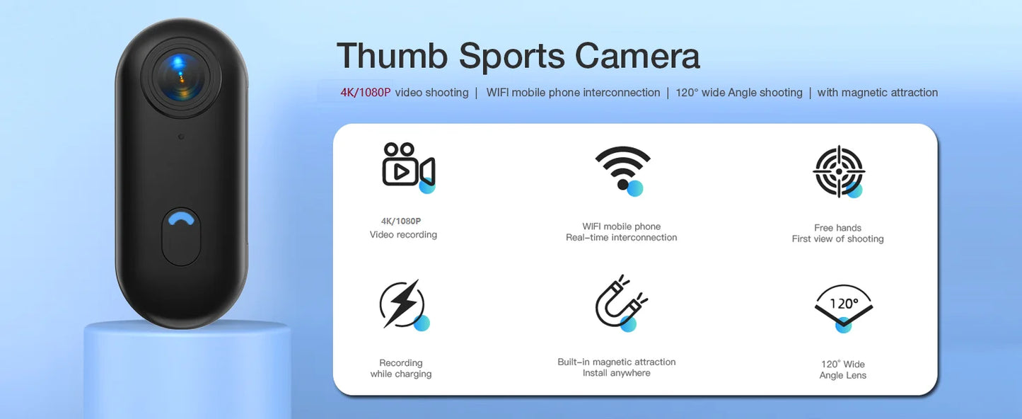 4K UHD Mini Camera WiFi Sports Action Photography Videography Portable