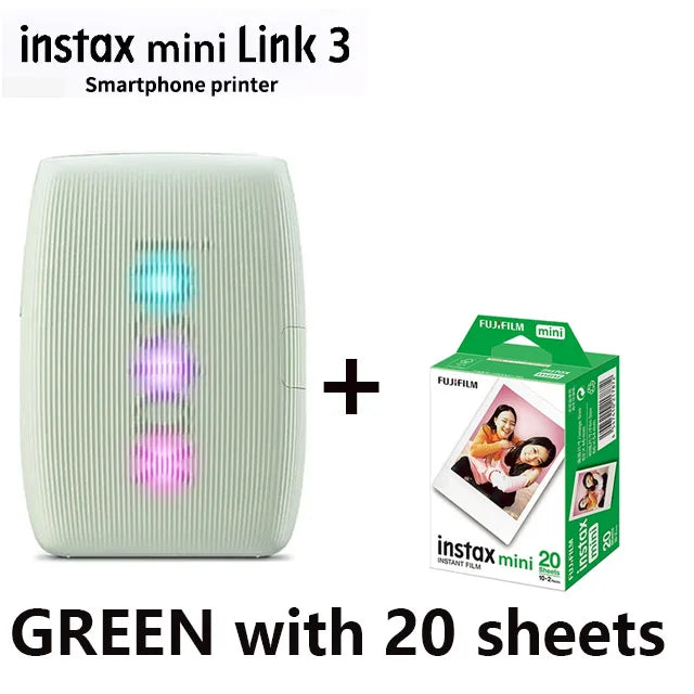 Original Fujifilm Instax Mini Link 2/Link 3 Printer Instax Photo Camera Printers ( 20 / 40 Sheet Instax Mini White Film )