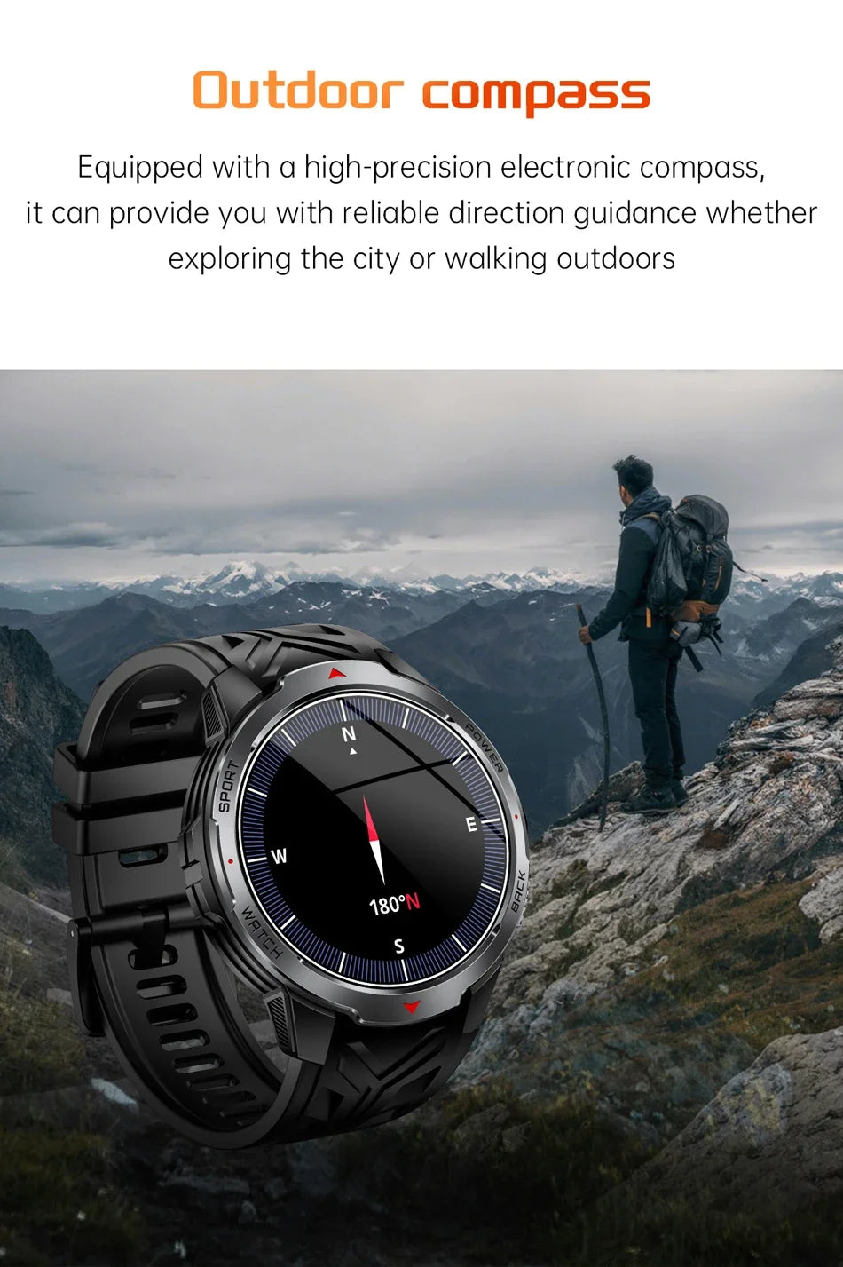 Xiaomi 1100mAh Military Outdoor Smart Watch Men 1.7-inch Display Compass Sports Watch IP68 Waterproof Bluetooth Call Smartwatch