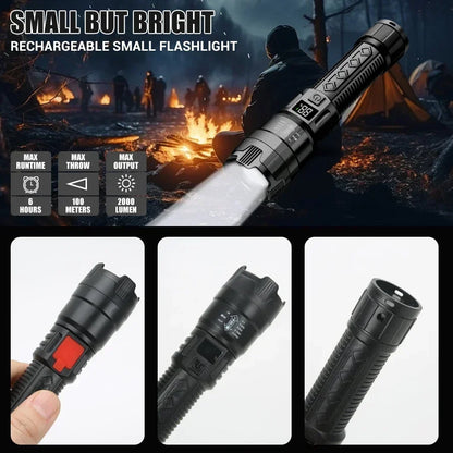 High Power LED Flashlight - USB Rechargeable 1000LM, Zoomable Multifunctional Torch for Outdoor Camping,Emergency (Waterproof)