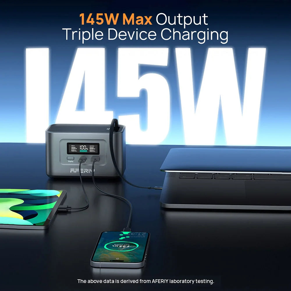 AFERIY Nano100 Portable Power Station, 100W 99.2Wh, Telescopic Type-C Cable, 1.5h Full Charge, 3000+ Cycles LiFePO₄ Battery