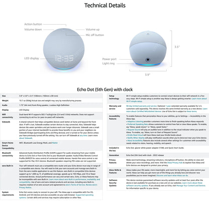 Original Alexa Echo Dot 5th Generation Smart Mini Wifi Home BT Alexa Speaker Horn with Sound Control Voice Assistant and Clock