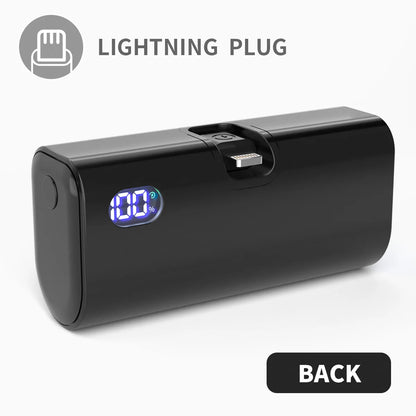 5000mAh Mini Power Bank Portable Fast Charging Type-C Lightning Dual Foldable Plug Charger for IPhone TECNO MI External Battery