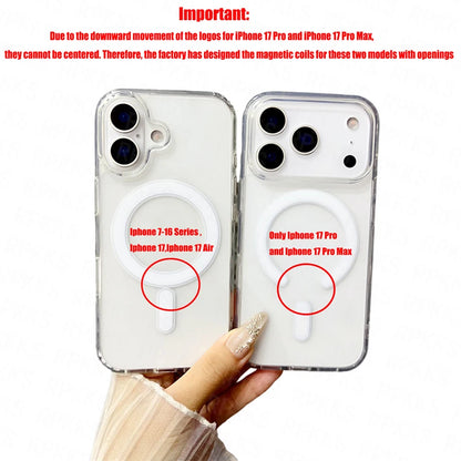 Original For Magsafe Magnetic Wireless Charging Case For iPhone 17 Air 16 15 14 13 12 11 Pro Max 17 Plus Mini Clear Back Cover