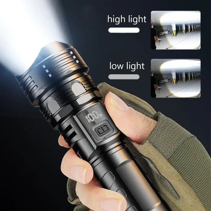 High Power LED Flashlight - USB Rechargeable 1000LM, Zoomable Multifunctional Torch for Outdoor Camping,Emergency (Waterproof)