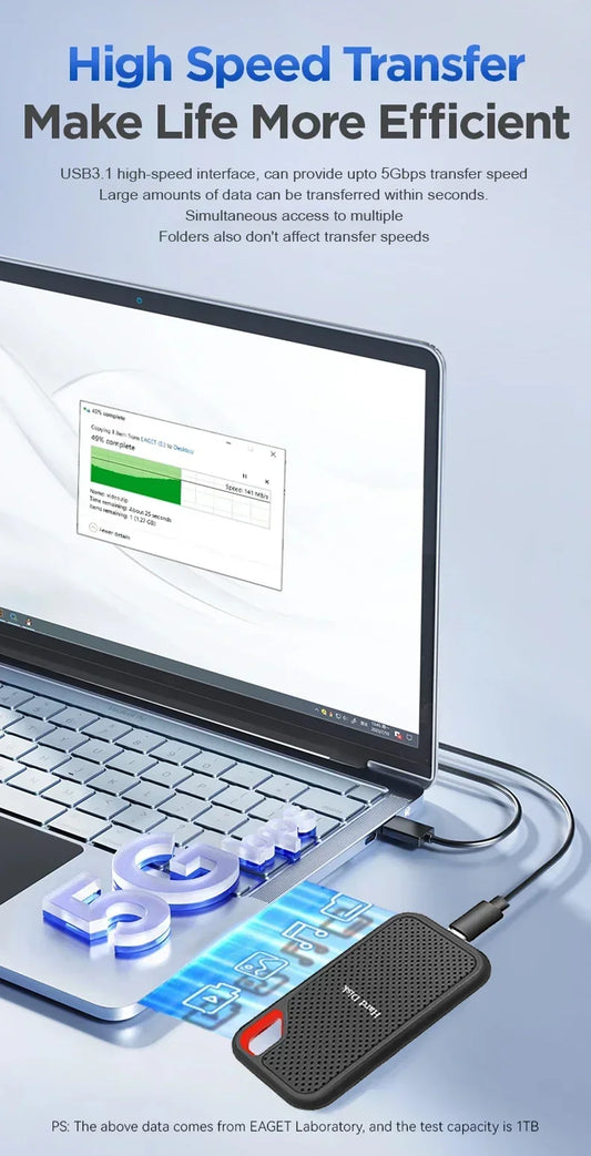Original SSD 256TB high-speed external hard drive 2TB hard drive USB 3.1 Type-COriginal Storage Device for Laptop/mac/PC/Phone