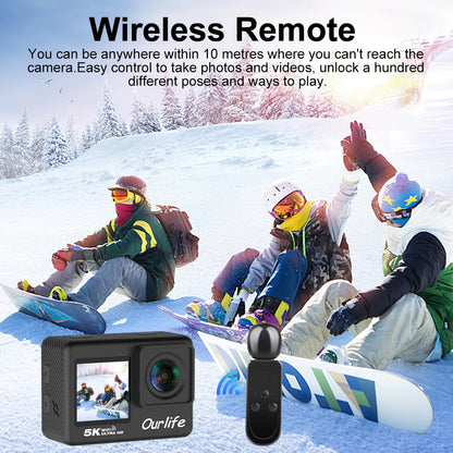 Ourlife 5K30FPS Action Camera 2.0'' Touch LCD 170° DVR 30M Waterproof Remote Control 5X Zoom Helmet WiFi 4K60FPS Sport Camera