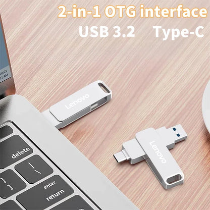 Lenovo 64TB USB 3.2 Pen Drive 16TB 2TB USB Stick High Speed Transfer Metal Portable SSD Pendrive Cle U Disk Flash Drive Memoria