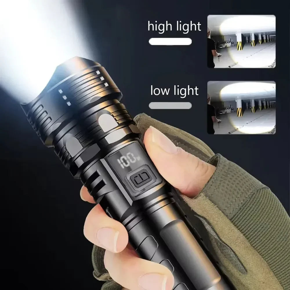 High Power LED Flashlight - USB Rechargeable 1000LM, Zoomable Multifunctional Torch for Outdoor Camping,Emergency (Waterproof)