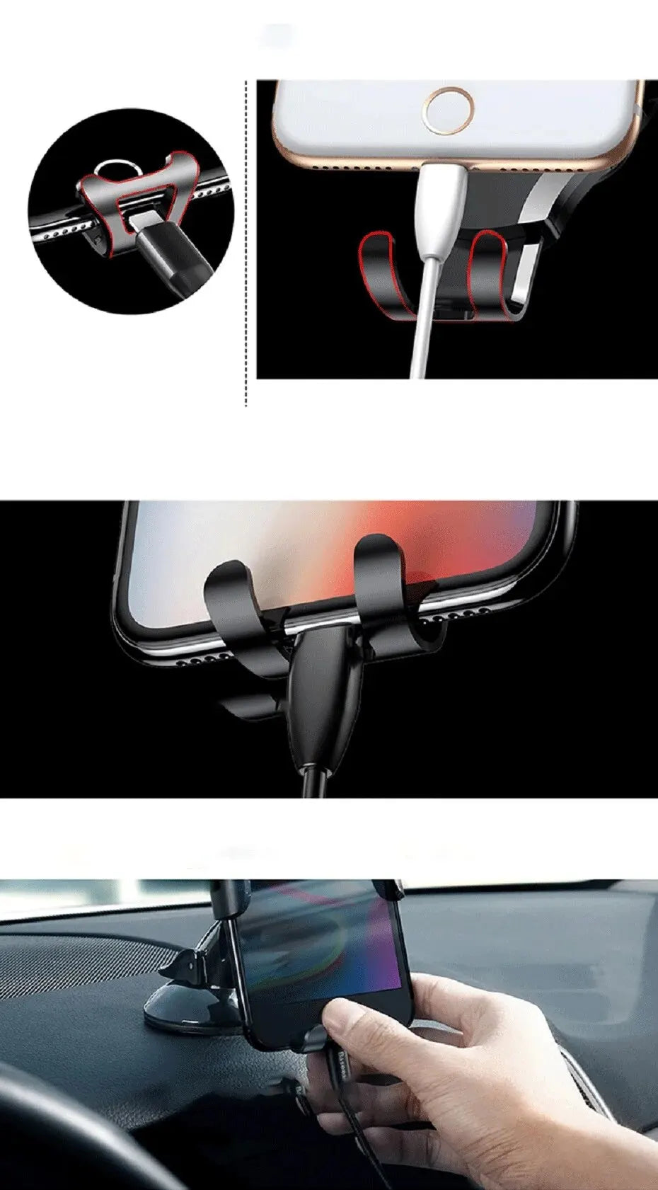 Baseus Car Phone Holder for iPhone Auto Gravity Dashboard Sucker Car Cellphone Moible Phone Support Samsung/Xiaomi/Huawei Holder