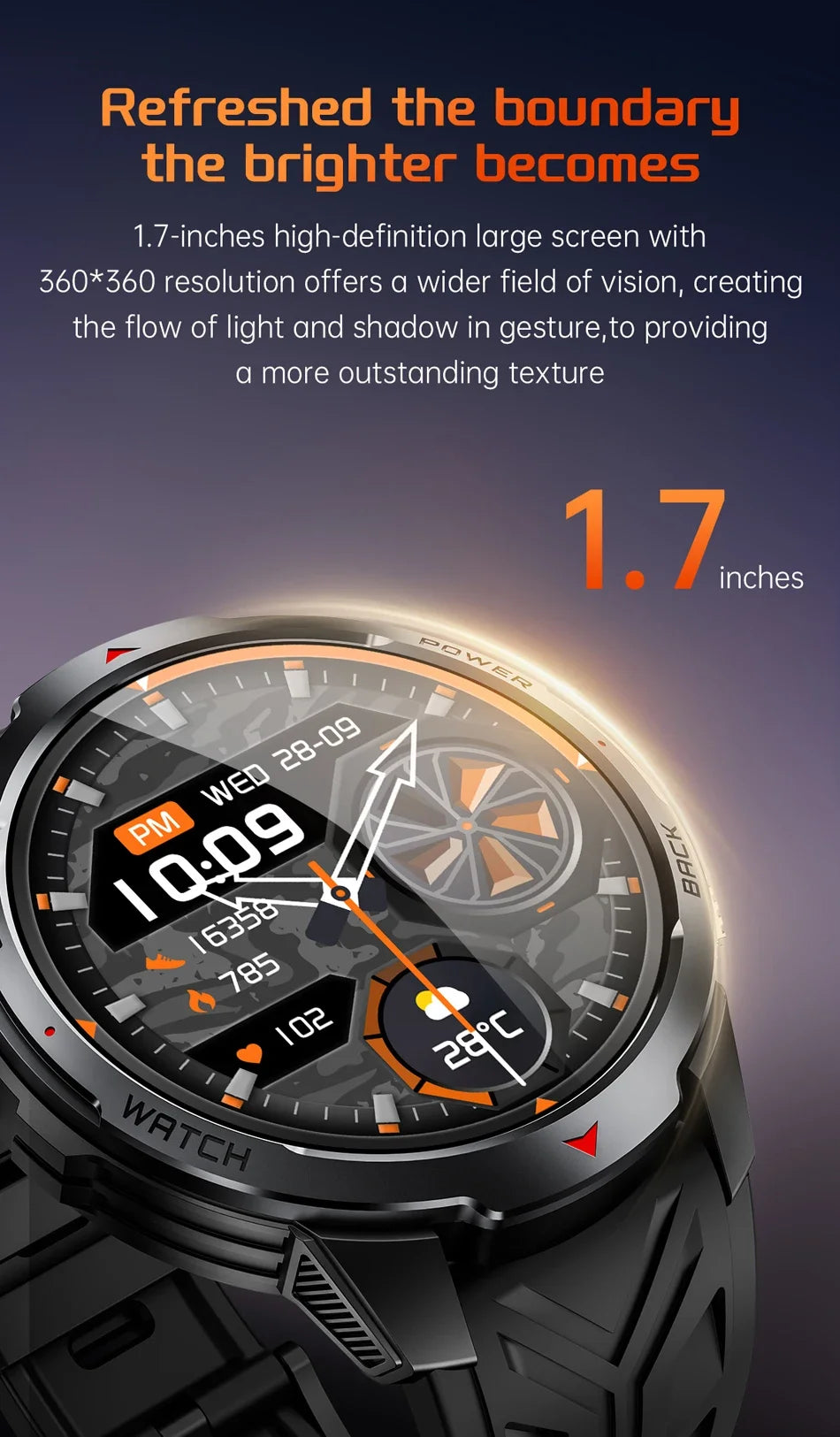 Xiaomi 1100mAh Military Outdoor Smart Watch Men 1.7-inch Display Compass Sports Watch IP68 Waterproof Bluetooth Call Smartwatch