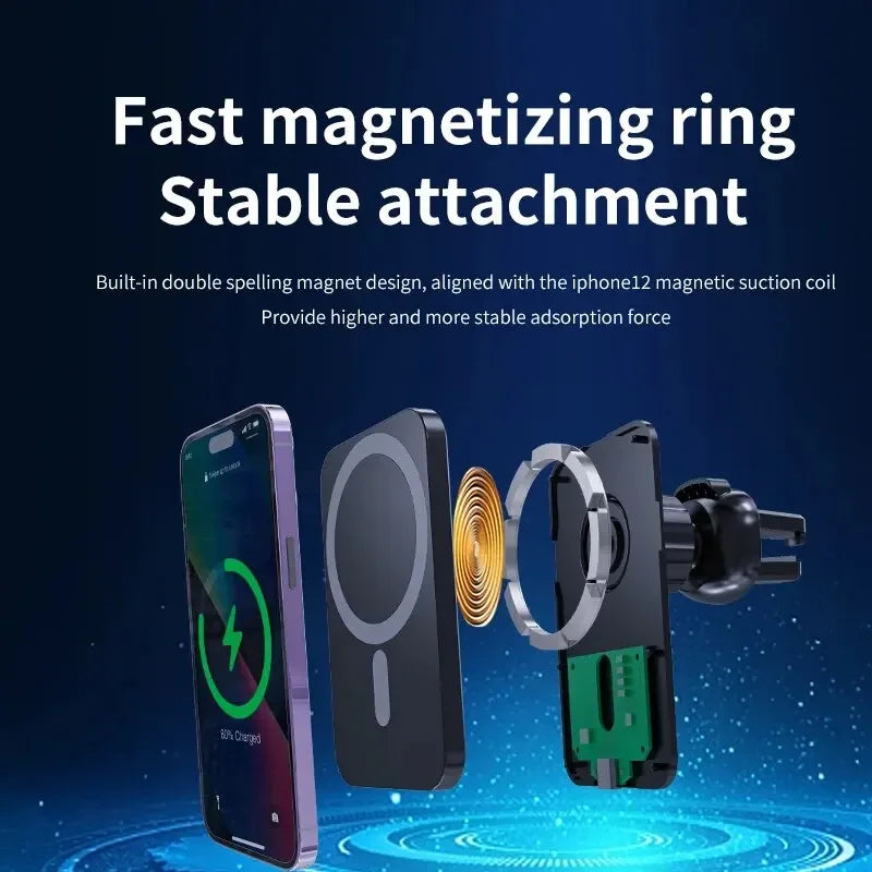 30W Magnetic Car Charger, Magsafe for IPhone 17/16/ 15/14/13/12 Pro Max Mini, Fast Charging Holder Mount AONEZ