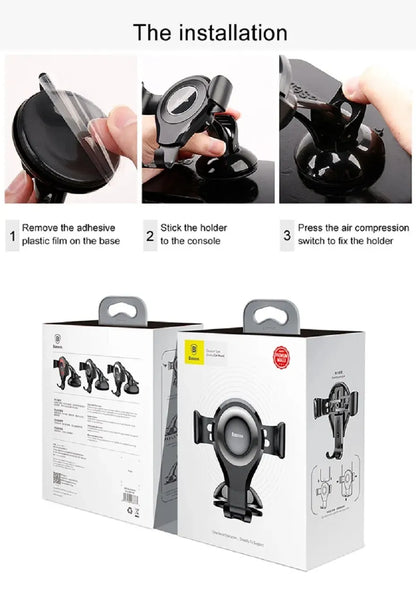 Baseus Car Phone Holder for iPhone Auto Gravity Dashboard Sucker Car Cellphone Moible Phone Support Samsung/Xiaomi/Huawei Holder