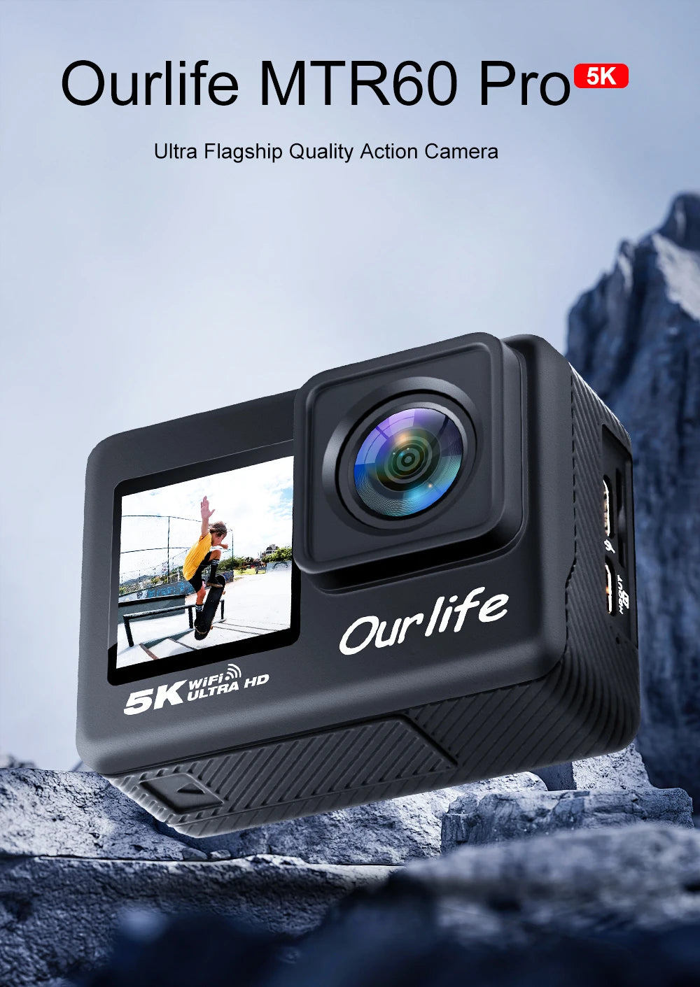 Ourlife 5K30FPS Action Camera 2.0'' Touch LCD 170° DVR 30M Waterproof Remote Control 5X Zoom Helmet WiFi 4K60FPS Sport Camera