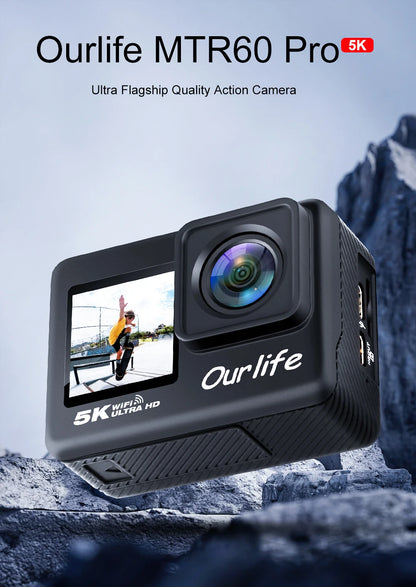 Ourlife 5K30FPS Action Camera 2.0'' Touch LCD 170° DVR 30M Waterproof Remote Control 5X Zoom Helmet WiFi 4K60FPS Sport Camera
