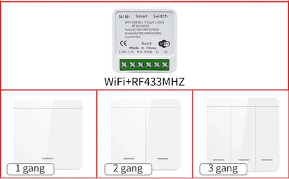 Wifi RF 433MHz Smart Switch Tuya Smart Life Remote Voice Control With Alexa Google Alice Wireless Wall Panel Switch Mini Module