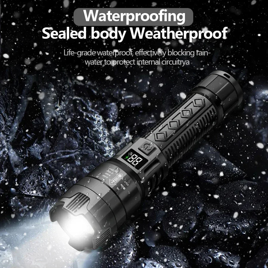 High Power LED Flashlight - USB Rechargeable 1000LM, Zoomable Multifunctional Torch for Outdoor Camping,Emergency (Waterproof)